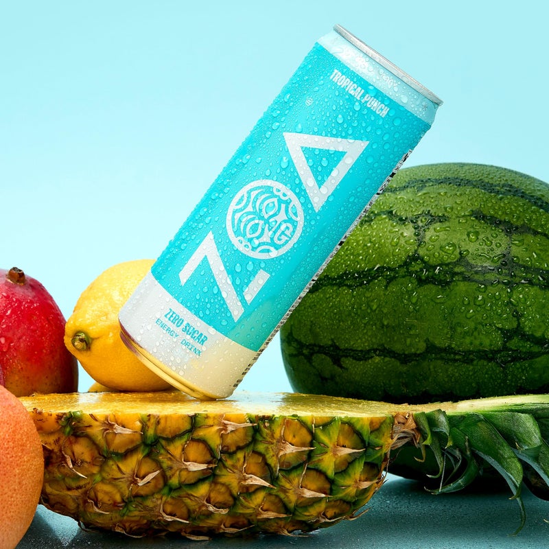 ZOA Zero Sugar Energy Drinks, Tropical Punch - Sugar Free with Electrolytes, Healthy Vitamin C, Amino Acids, Essential B-Vitamins, and Caffeine from Green Tea - 12 Fl Oz (12-Pack) - Image 3